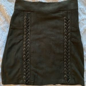 Suede lace up skirt